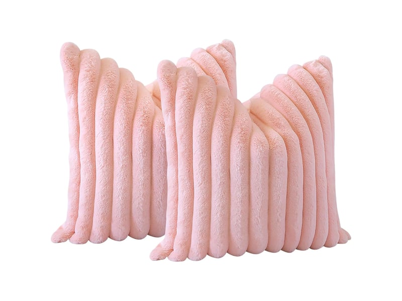 Lot de 2 housses de coussin 45 x 45 cm peluche rose chicfurn - Conforama A