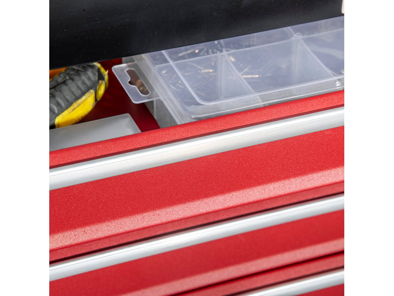 Boîte à outils 4 tiroirs 51 x 22 x 39,5 cm noir et rouge, acier, rangement verrouillable portable - Conforama D
