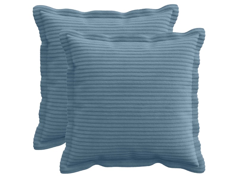  Lot de 2 housses de coussin houten bleu 50 x 50 cm velours côtelé cf49284  - Conforama B