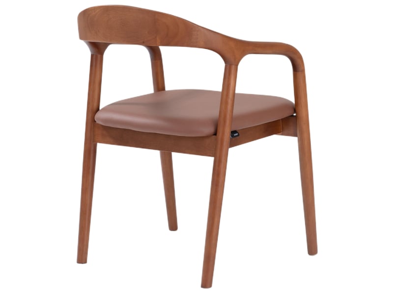 Selsey battione - chaise de salle à manger en bois avec accoudoirs - 56 cm - similicuir brun avec pieds noyer Battione - Conforama E