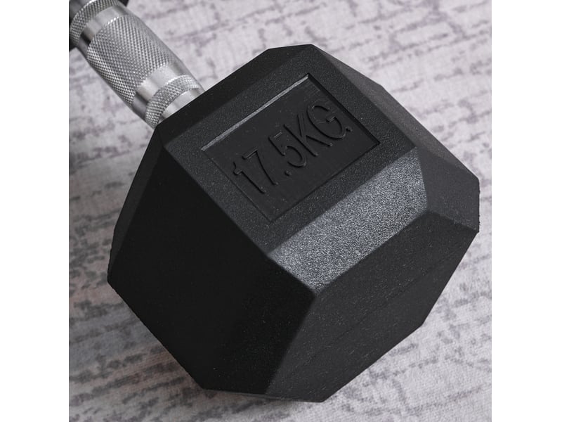  Haltère hexagonal 17,5 kg entraînement de force métal noir  - Conforama C