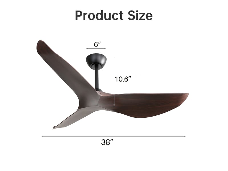 Ventilateur de plafond 96 cm, 3 pales en abs, 6 vitesses réglables, moteur dc éco-silencieux, idéal pour séjour et chambre, abs, noir Bubbly - Conforama D