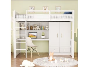 Lit mezzanine 90x200 cm <strong>MIVRAY </strong> <strong></strong> coloris blanc