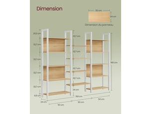 Bibliotheque coloris  noir  <strong>HELLOSHOP 26</strong> <strong></strong> - 24 cm x 166 cm