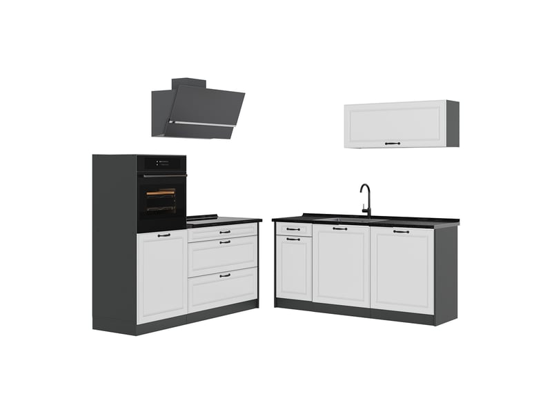 Vicco cuisine, blanc campagneanthracite, 160cm plan de travail anthracite - Conforama A