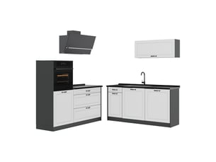 Vicco cuisine, blanc campagneanthracite, 160cm plan de travail anthracite