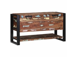 Boîte de rangement, coffre de rangement multicolore bois massif de récupération