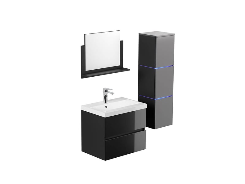  Home deluxe - ensemble de meubles de salle de bain - wangerooge deluxe - taille : l, couleur : noir, largeur lavabo : environ 60 cm i meuble de salle de bain lavabo  - Conforama A