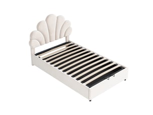 Lit coffre 90x200 cm BEAOK   coloris beige