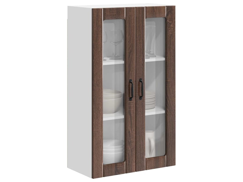 Meuble mural de cuisine, cabinet en verre mural chêne brun 60x31x100cm shl4468 - Conforama C