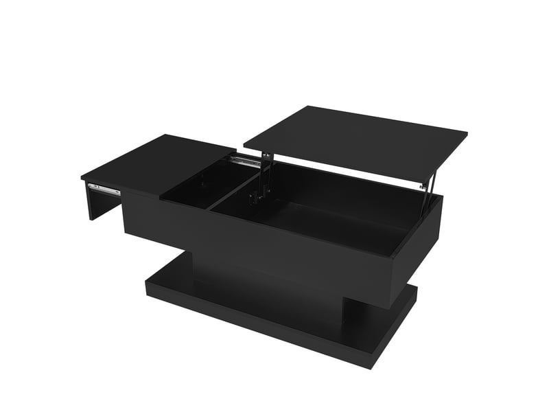  Table basse 100x50x45 cm relevable avec led, noir  - Conforama D