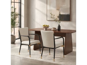 Chaises de salle à manger lot de 2 avec accoudoirs  - pieds réglables, tissu beige