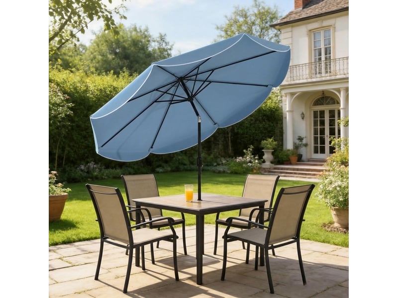 Parasol rond inclinable ø265x235 cm bleu ciel avec manivelle - Conforama B