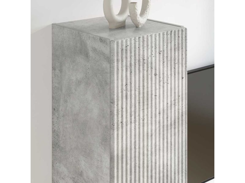  Meuble tv - banc tv - meuble de rangement mural 2 pcs béton bois d'ingénierie  - Conforama D