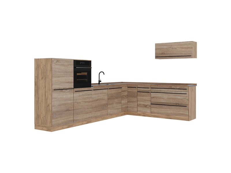 Vicco cuisine en angle, sonomachêne doré, 327 x cm plan de travail chêne doré - Conforama A