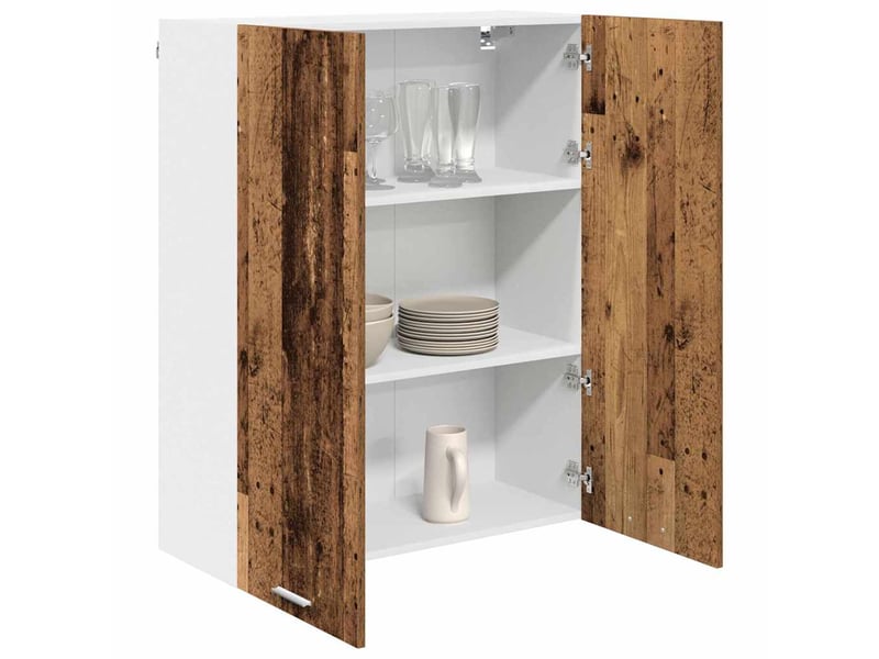 Meuble de rangement cuisine, armoire suspendue bois ancien 80x31x100cm shl9240 - Conforama C