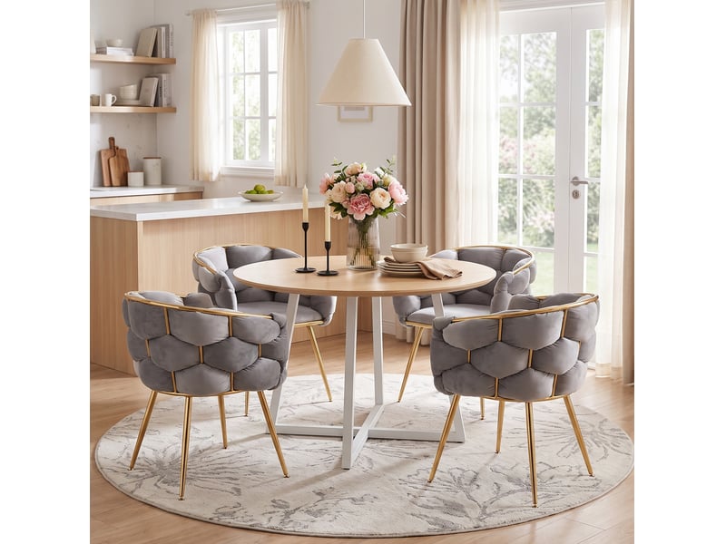  Fauteuil d'appoint moderne avec accoudoirs et assise rembourrée pour coiffeuse ou salon en métal gris 73 × 56 × 75 cm  - Conforama D