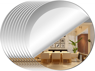 Lot de 10 miroirs muraux flexibles en acrylique, autocollants décoratifs ronds pour salle de bain, salon, chambre à coucher (ronds de 15 cm)