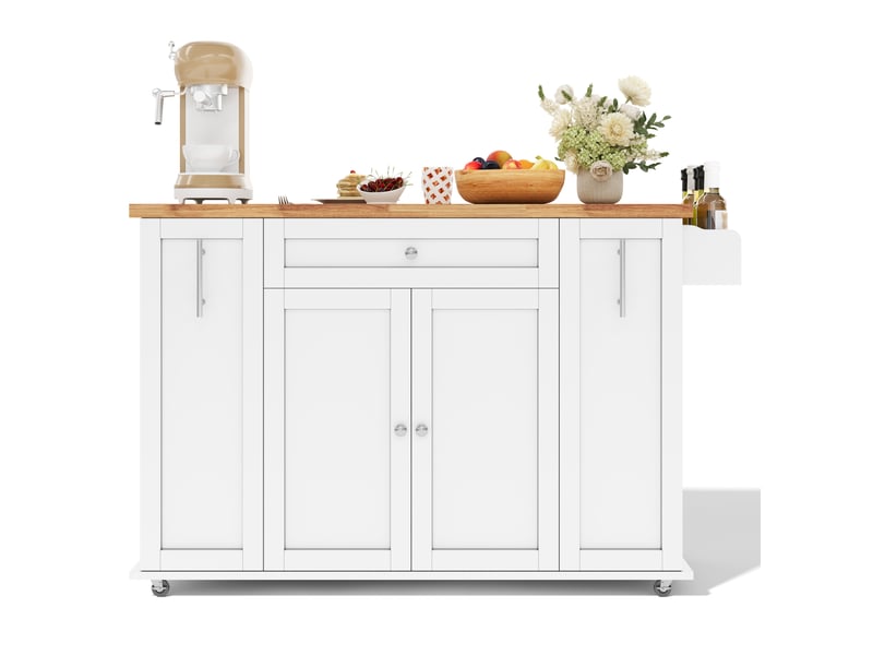  Desserte de cuisine 120 x 4570 x 87 cm, plateau rabattable, blanc et naturel  - Conforama A