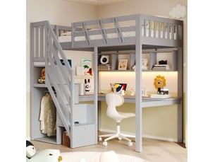 Lit mezzanine 90x200 cm <strong>WISHDOR</strong> <strong></strong> coloris gris