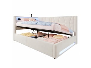 Lit coffre 140x200 cm OKMYHOME   coloris beige