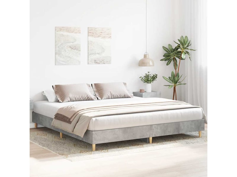  Lit double- lit adulte -  cadre de lit sans matelas gris béton 200x200 cm bois ingénierie  - Conforama B