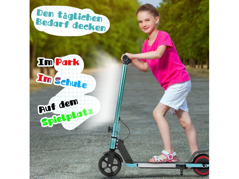 Trottinette électrique enfant 6-12 ans 78 x 92 cm verte en aluminium, pliable, vitesse 14 kmh avec led - Conforama B