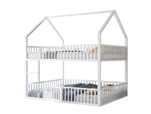 Lit superposé 140x200 cm <strong>MERAX</strong>  <strong>lit enfant blanc</strong> coloris blanc