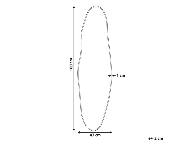 Miroir salins 47 cm 160 cm métal noir  - Conforama C