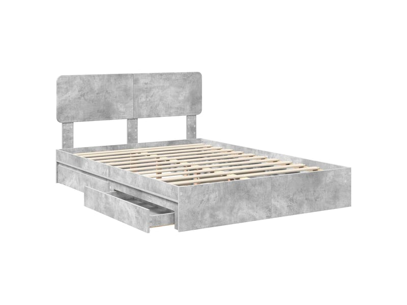  Lit double- lit adulte -  lit de rangement gris béton 150 x 200 cm bois d'ingénierie  - Conforama D