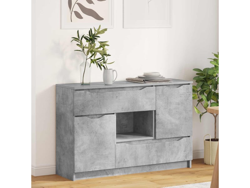  Buffet - bahut - meuble de rangement gris béton 100 x 30 x 65,6 bois d'ingénierie  - Conforama B