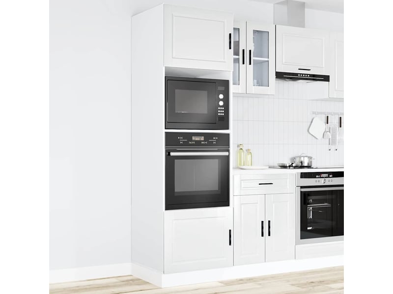 Meuble de rangement, armoires de four porto blanc brillant bois d'ingénierie - Conforama C