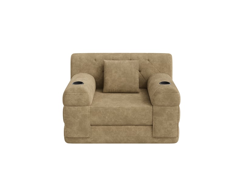  Fauteuil convertible lit 1 place en velours côtelé kaki  - Conforama A