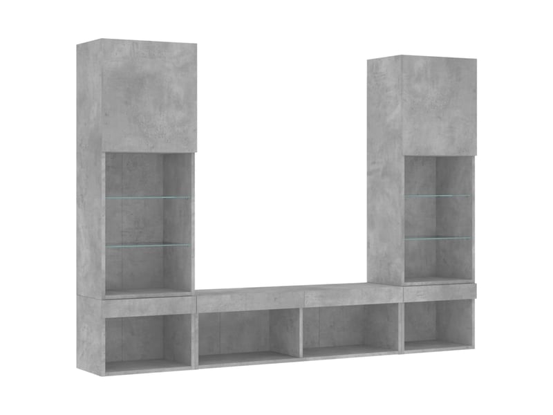  Unités murales tv avec led 5 pcs gris béton bois d'ingénierie shl20379  - Conforama C
