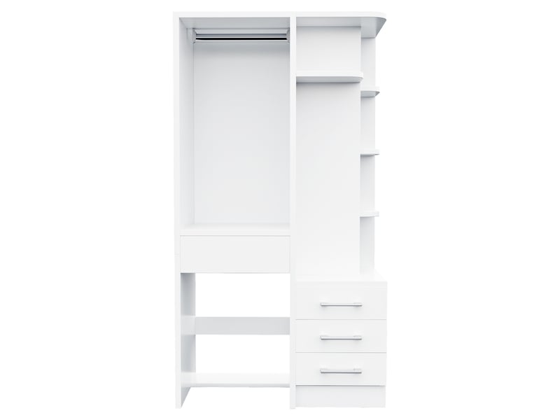  Armoire enfant 70x45x135cm avec penderie, étagères multiniveaux et 3 tiroirs, meuble de rangement multifonction,balnc evarich - Conforama D
