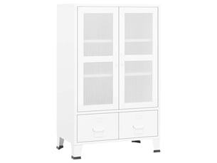 Coffre de rangement, boîte de rangement de rangement industriel blanc 70x40x115 cm métal
