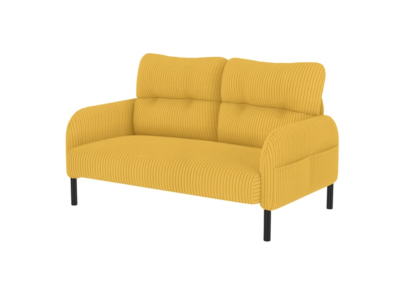  Canapé droit 2 places 120x75 cm avec poches latérales, velours côtelé jaune moutarde Morn Vibe - Conforama A