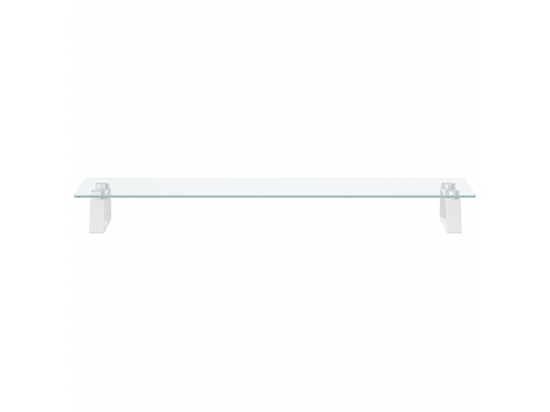  Support de moniteur table meuble bureau 80 x 20 x 8 cm verre trempé et métal blanc 02_0044901  - Conforama B