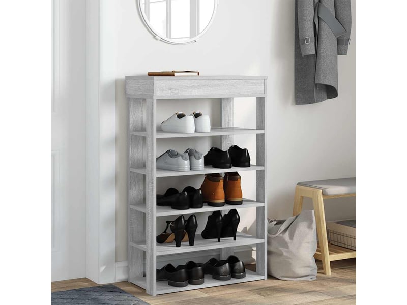  Meuble à chaussures, étagère à chaussures sonoma gris 60x30x98 cm bois d'ingénierie  - Conforama C