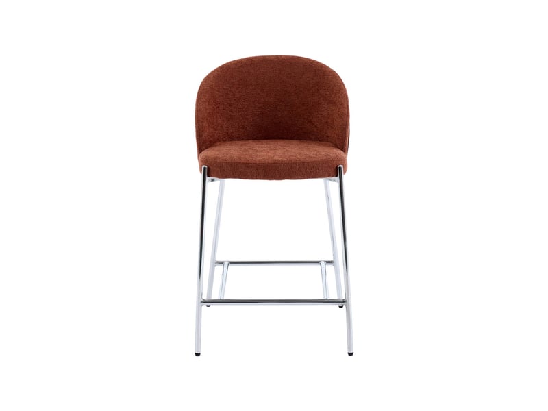  Lot de 2 tabourets de bar bois de peuplier teinté noyer. Acier chromé et tissu texturé terracotta - paul  - Conforama E