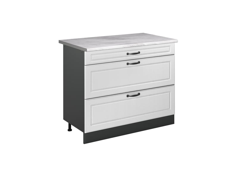 Vicco meuble cuisine, blanc campagneanthracite, 100cm plan de travail marbre - Conforama A