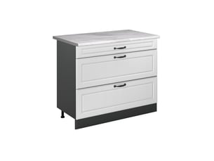 Vicco meuble cuisine, blanc campagneanthracite, 100cm plan de travail marbre