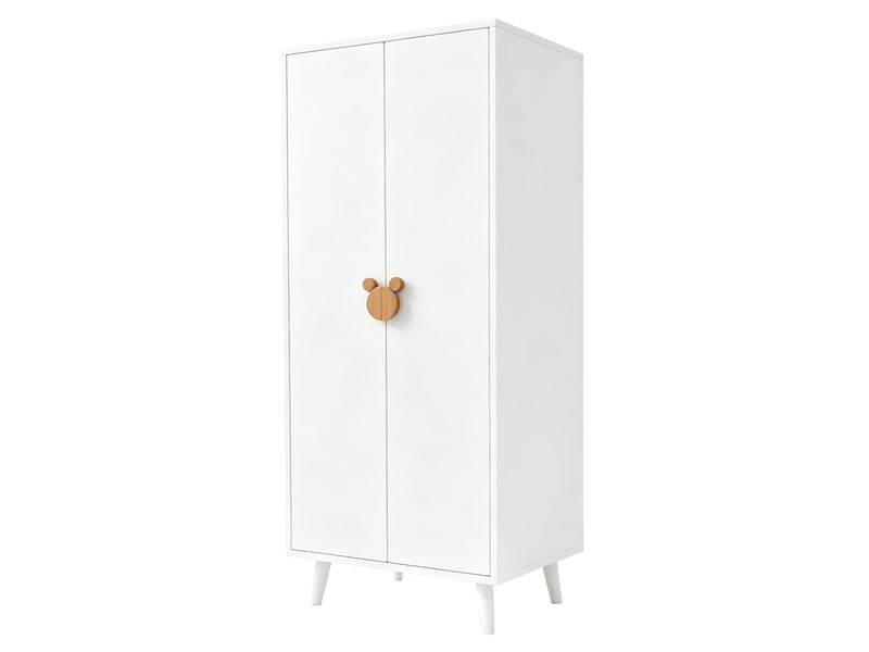 Armoire 2 portes blanche 140 × 55 × 170 cm, rangement avec penderie et 2 tiroirs pour chambre enfant - Conforama A