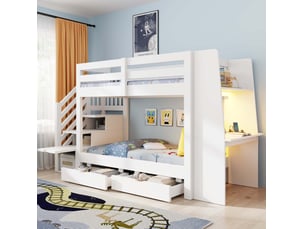 Lit superposé 2x90x200 cm <strong>HAUSS SPOLE</strong>  <strong></strong> coloris blanc