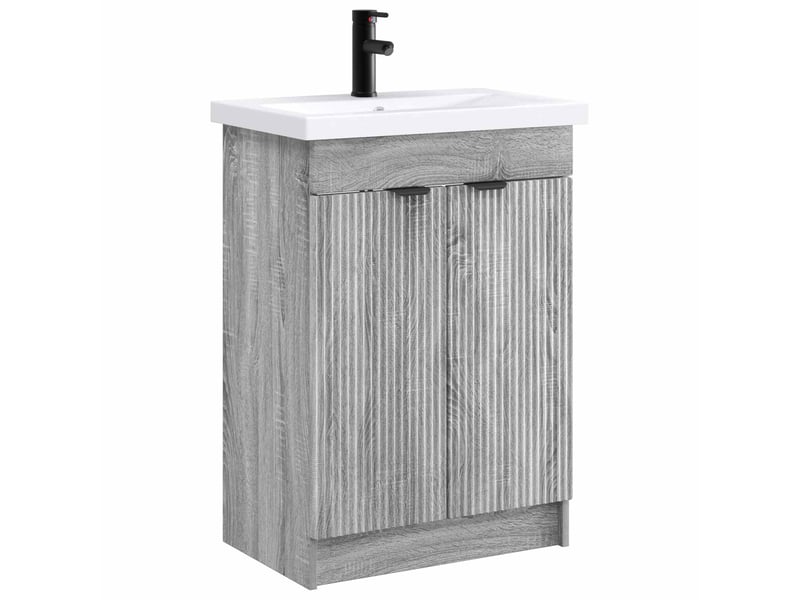 Ensemble de mobilier de salle de bain sonoma gris shl8526 - Conforama A