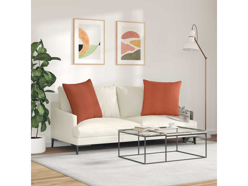 Lot de 2 coussins de canapé, coussins décoratifs rouge orange 60 x 60 cm cf59163 - Conforama D