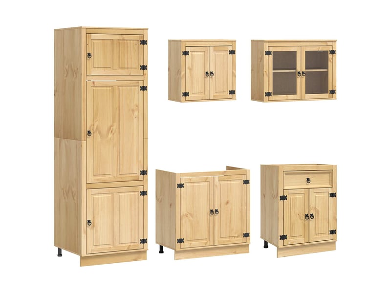 Buffet multifonction avec 2 tiroirs et 7 étagères 306 x 58 x 207 cm style moderne salle à manger en pin massif miel 02_0056022  - Conforama C