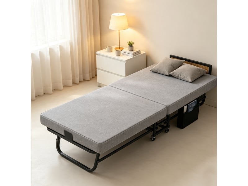 Lit pliant avec matelas 80x190 cm - mousse mémoire, port usb, roulettes, charge 204 kg  - Conforama B
