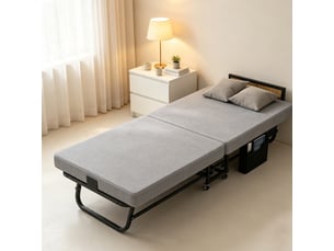 Lit simple 80x190 cm <strong>KORFEE</strong>  <strong></strong> coloris gris