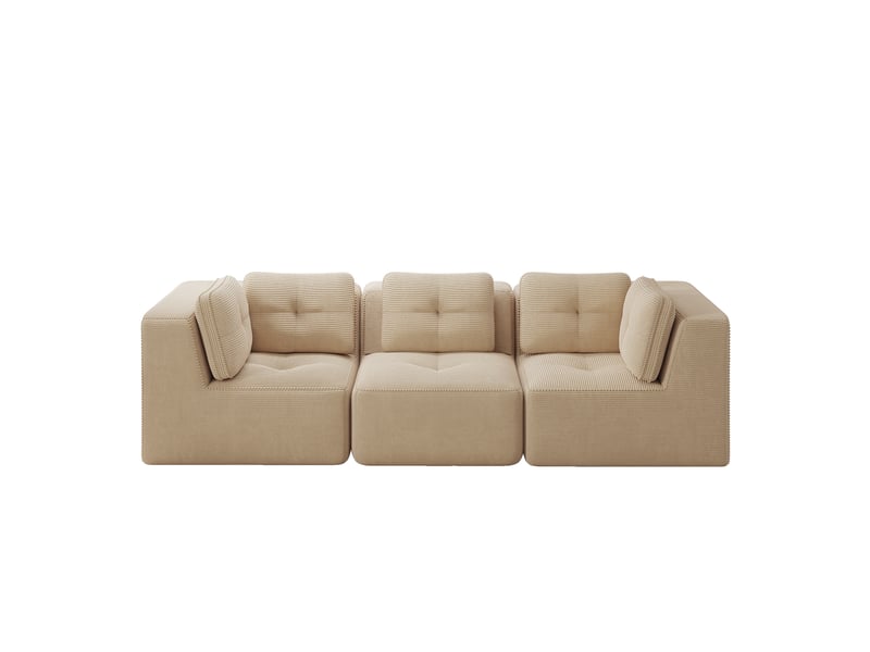  Canapé droit modulable 3 places velours côtelé beige – 297 x 104 x 69 cm Fay Lum - Conforama A